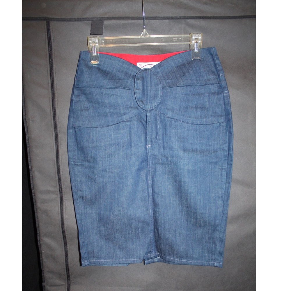 Vintage Evisu Denim Pencil Skirt.